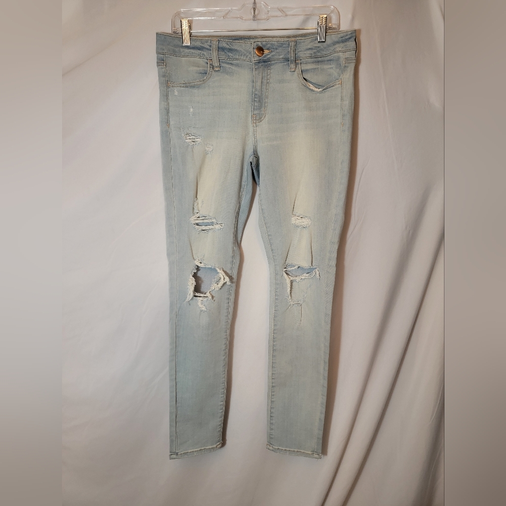American Eagle Outfitters Womens Jeans Size 10 Super Super Stretch Distressed